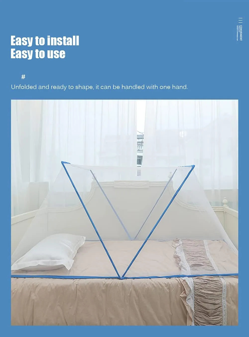 Portable Folding Mosquito Net Canopy (160X190cm) | Encrypted Yarn Cover for Bed & Camping