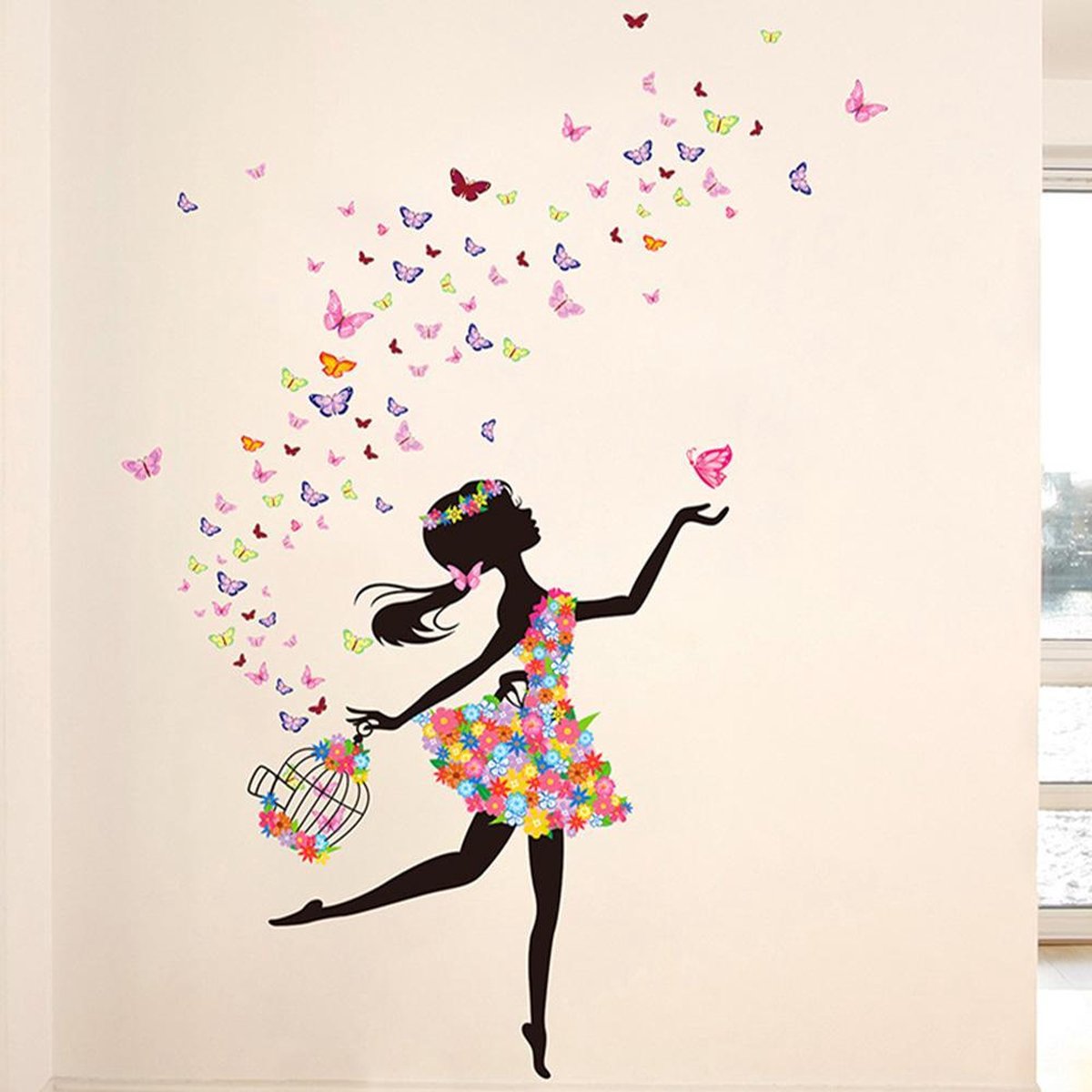 Freedom Girl Butterfly Bird sticker plants room wallpaper bedroom nursery window decor without Radium stars star wall stickers wall decoration flower butterfly wedding decoration birthday decoration kids room decoration Wall Sticker Buy More Model 09