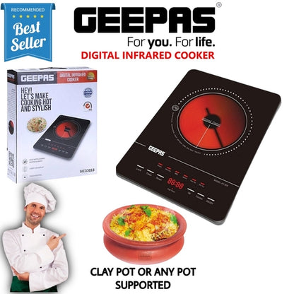 Geepas Digital Infrared Cooker, Portable Fast & Precise Cooking with Touch Control