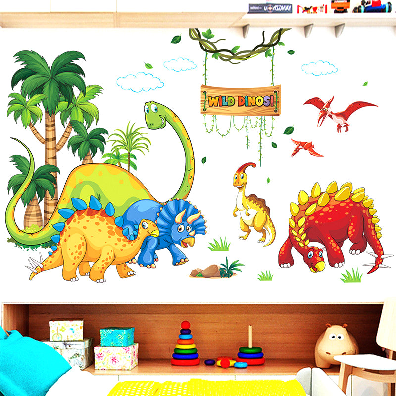 2 in1 Combo 2D Wall Sticker Wall Sticker Home Decoration animals tree bridge baby children bedroom room decor wall stickers removable kids nursery decal Mirror Dear Wall Decoration Stickers DINOSAURS