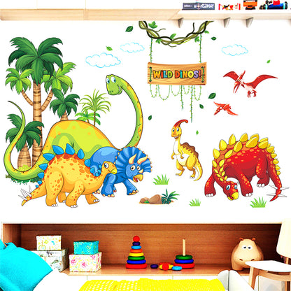 2 in1 Combo 2D Wall Sticker Wall Sticker Home Decoration animals tree bridge baby children bedroom room decor wall stickers removable kids nursery decal Mirror Dear Wall Decoration Stickers DINOSAURS