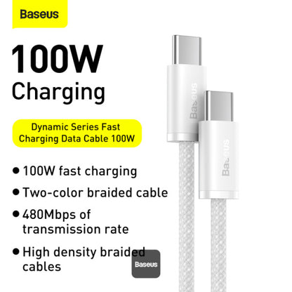 Baseus Dynamic Series Type-C to Type-C Cable - 100W PD Fast Charging & 480Mbps Data Transfer, Nylon Braided 1M