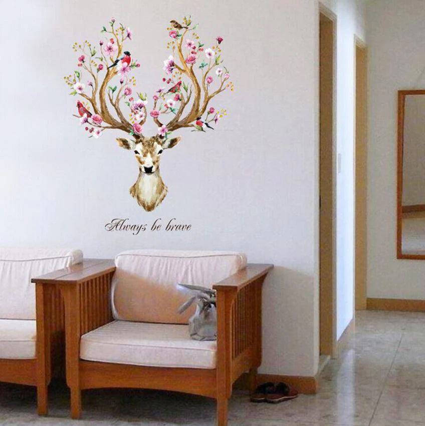 Flower Deer Beautiful Bird Sticker Butterfly Bird sticker plants room wallpaper bedroom nursery window decoration