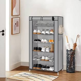 Multi-Tier Metal Shoe Storage Rack with Dustproof Cover | 4 to 7 Layer Cabinet Organizer for Entrywa