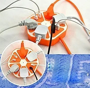 Universal Hexagon Extension Board with 4 USB Ports & 4 Multi-Purpose Sockets for Home, Office