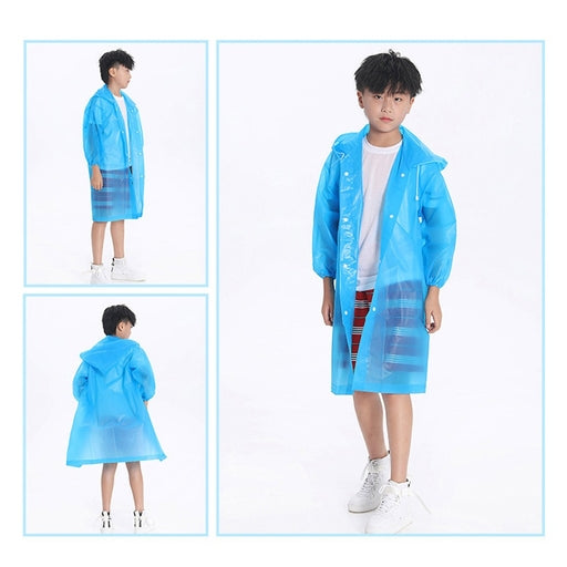 Kids Children Raincoat Rainsuit Long Hoodie Cover Waterproof Rain Poncho Raincoat