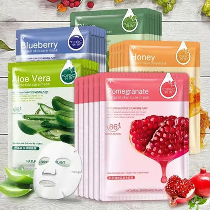 Natural Essence 5-Flavour Organic Collagen Fruit Facial Sheet Mask