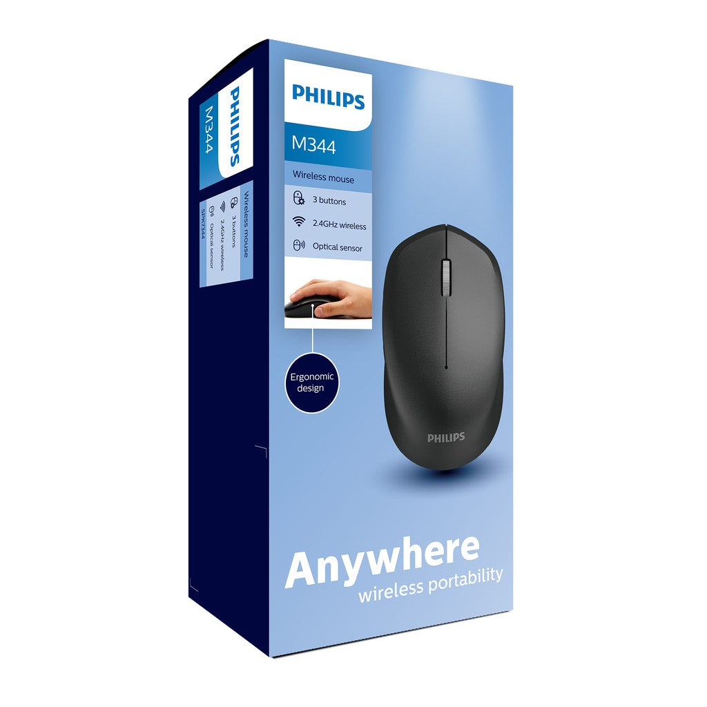 Philips M344 1600DPI 2.4Ghz Genuine Wireless Mouse with Free 1 Battery