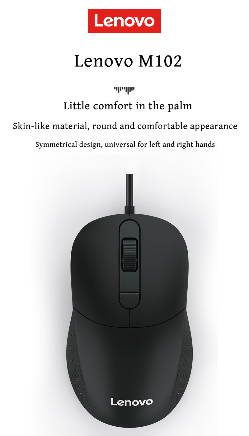 Lenovo M102 Wired 3D Optical USB Mouse