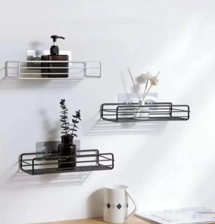 Wall-Mounted Square Bathroom Storage Shelf | Traceless Adhesive Toiletries Holder