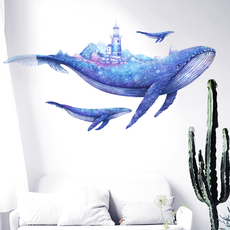Blue Whale Home Decoration animals tree bridge baby children cartoon bedroom room decor wall stickers removable kids nursery decal sticker Wall Decoration Stickers wall deco