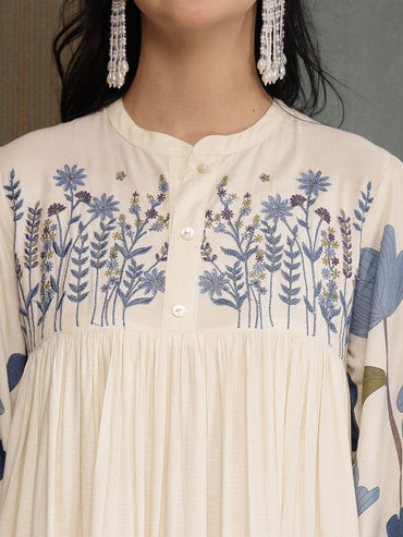Floral Print Puff Sleeve a-Line Dressx