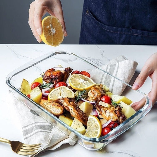 Home Glass Rectangular Borosilicate Baking Dish - Microwave Safe 3L