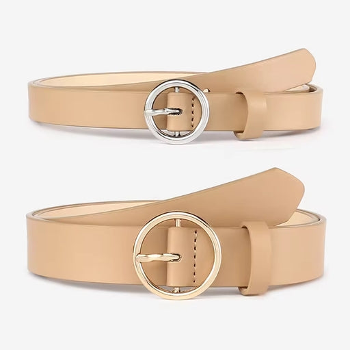 Women’s Minimalist Fashion Belt – Stylish Solid Color Belt for Jeans & Dresses with Metal Buckle