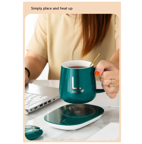 Ceramic Warm Mug USB Cable with Gold Spoon Gift Box