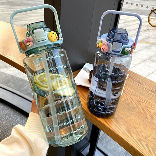 2L BPA-Free Sports Water Bottle with Straw & Handle – Large Capacity, Portable Outdoor Bottle