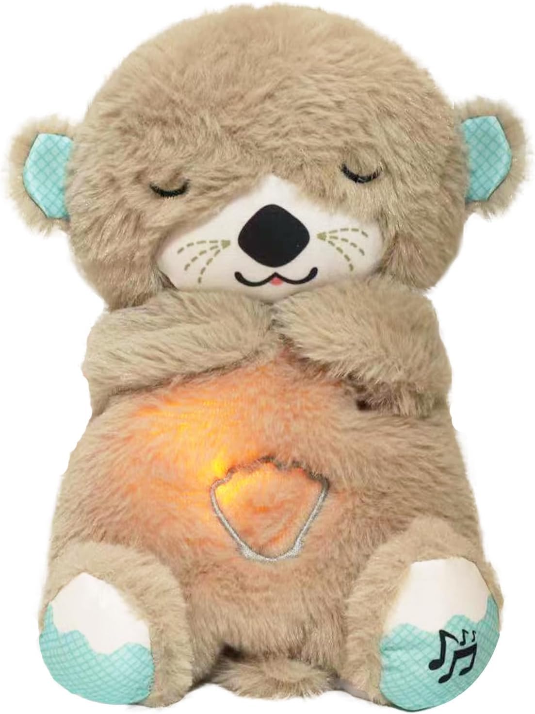 Breathing Plush Bear/Otter Doll – Soothing Sound & Light Sleep Companion for Kids, Soft Musical