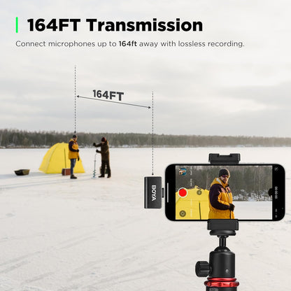 BOYA Omic-D Wireless Lavalier Microphone for iPhone MFi Certified, Noise Cancelling Lapel Mic Wireless with Magnetic Clip iPhone Microphone for Video Recording YouTube Vlog