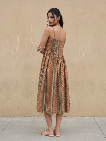 Ethnic Motifs Print a-Line Midi Dress