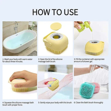 Silicone Bath Brush Bath Home Massage Shampoo Brush Silicone Round Baby Bath Brush Can Fill Liquid