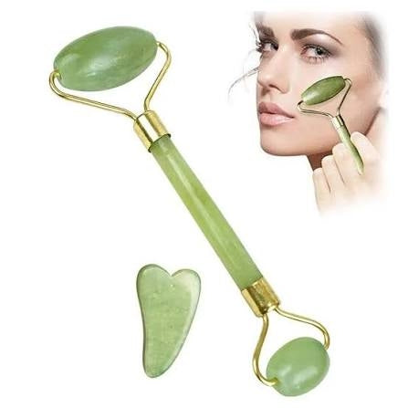 Flawlass Facial Massager Jade Roller and Gua Sha Stone