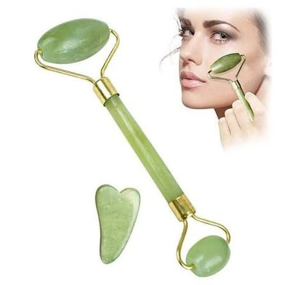 Flawlass Facial Massager Jade Roller and Gua Sha Stone