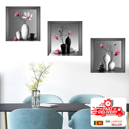 3D Vase Sticker Wall Sticker Home Decoration animals tree bridge baby children bedroom room decor wall stickers removable kids nursery decal Mirror Dear Wall Decoration Stickers wall deco