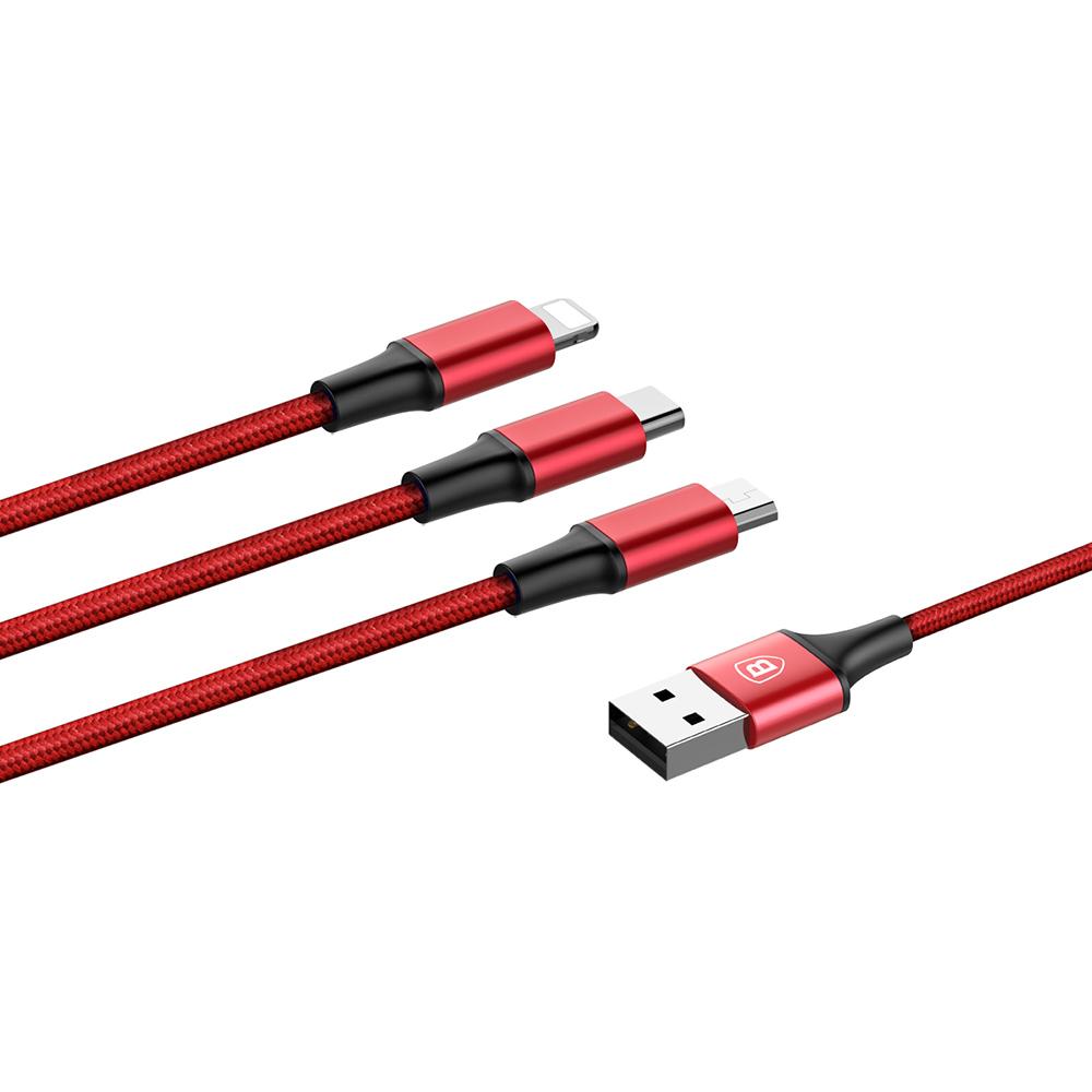 Baseus Rapid Series 3 In 1 Cable Type-C Micro iPhone All in 1 Fabriq Cable - Original