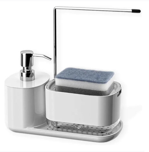 5-In-1 Kitchen Soap Dispenser & Sink Caddy: Non-Slip Countertop Organizer with Detachable Drain Tray