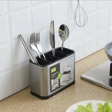 Stainless Steel Cutlery & Utensil Holder | Multi-Purpose Spoon, Fork & Knife Organizer