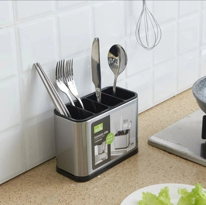 Stainless Steel Cutlery & Utensil Holder | Multi-Purpose Spoon, Fork & Knife Organizer