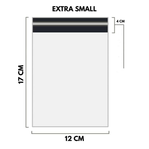 WHITE Shipping Bag Poly Mailer Flyers -  [17Cm X 12Cm+4cm - EXTRA SMALL] - 10, 25, 100, 500 Bags