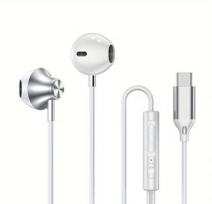 HiFi Wired in-Ear Headphones with Volume Control, USB Type C & 3.5Mm Connectivity, Condenser Mic