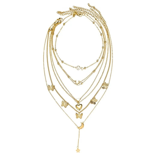 6Pcs Necklace European American Simple Star Moon Popular Lady Necklace Set for Women