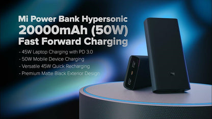 Xiaomi MI 50W Power Bank 20000mah, USB-C Input/Output Plus 2 USB-A Output, Charge 3 Devices Simultaneously, Output Up to 50W