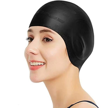 Swim Cap,Silicone Swimming Caps for Women Men Comfortable Bathing Cap Long Hair Cover Ears Reinforce