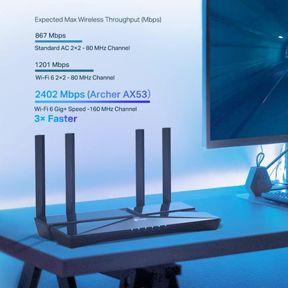 TP-LINK ARCHER AX53 AX3000 Dual Band Gigabit Wi-Fi 6 Router with VPN , WPA3 . HomeShield