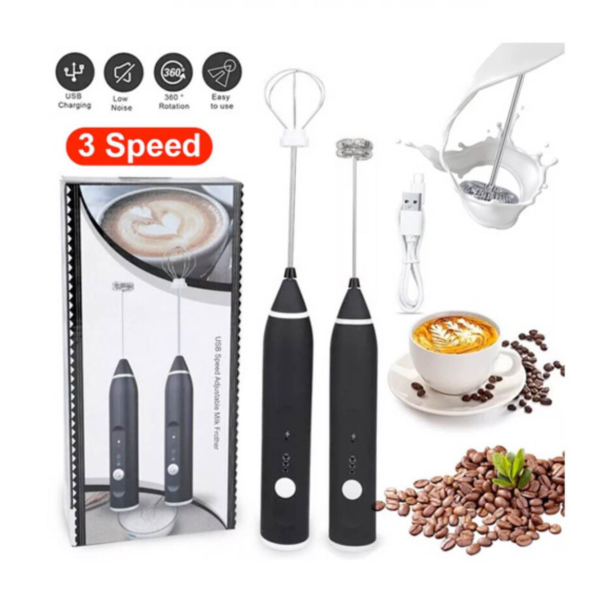 All in 1 Mini Portable Handle Electric Mixer Frother Foamer Stirrer and Beater