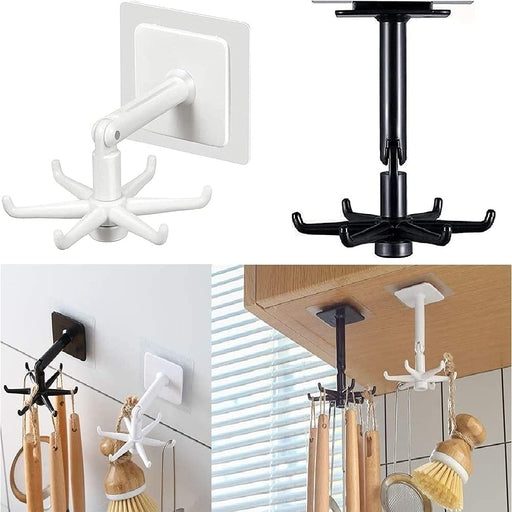 360 Degree Rotatable Adhesive Sticker ABS Plastic Hook Towel Hanger for Kitchen, Bathroom