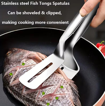 Multi-Purpose Stainless Steel Cooking Tongs: Spatula, BBQ Clip, & More - Durable, Ergonomic