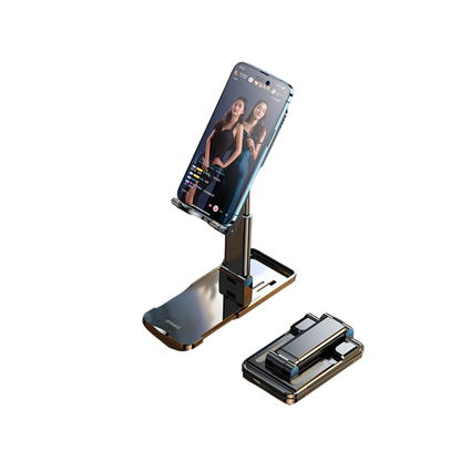 Rtako TC01A Tablet Phone Desktop Stand (Black) - Dual Slider Folding Desktop Stand