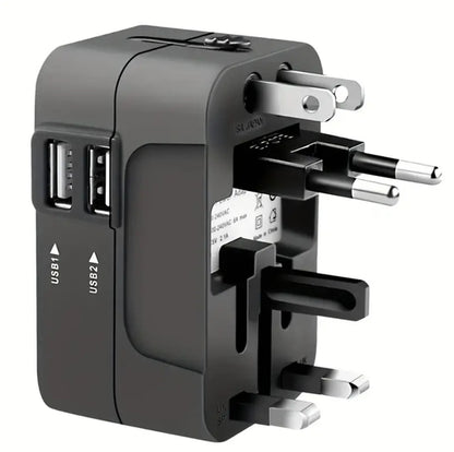 Travel Charger with Dual USB Charging Ports, 2 USB Charger, World All in 1 Universal Travel Charger