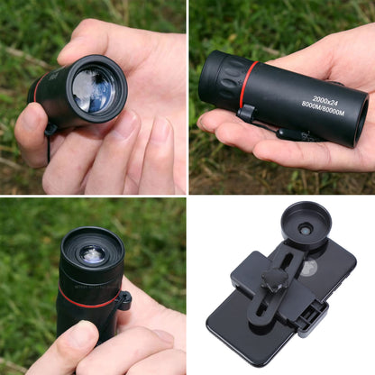 Mobile Phone Zoom Lenses Pocket Monocular Telescope for Adults, 30 x 25 HD, Waterproof, Portable Mini Monocular Telescope for Bird watching Sporting Events Hiking Camping Sightseeing 2000 X 25