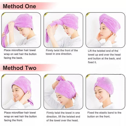 Microfiber Hair Wrap Towel Drying Bath Spa Head Cap Turban Twist Dry Shower