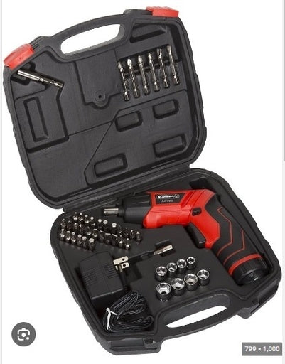45 Pieces Set Pivoting Cordless Screwdriver Set, Power Tool with Rechargeable 3.6V Battery, Bits