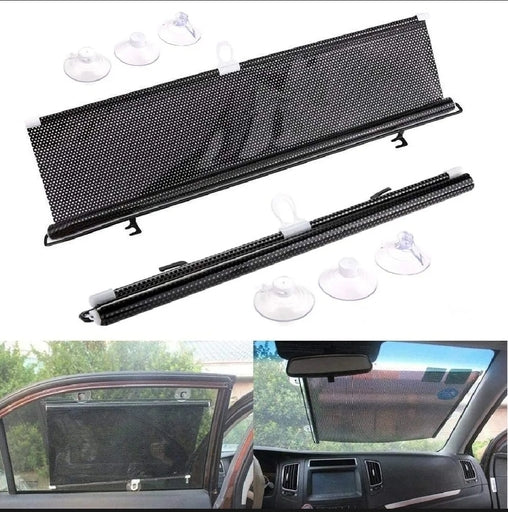 Retractable Car Windshield Sun Shade, Universal Auto Sun Visor with Double Suction Cups