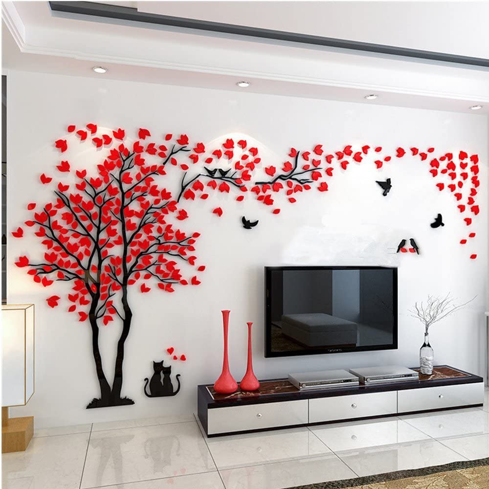 3.3 x 6.6 Feet size 3D Green Tree DIY Wall Stickers Crystal Acrylic Wall Decals Wall Murals Nursery Living Room Bedroom TV Background Home Decorations Arts Wall Decoration sticker wall stickers Flower Sticker Tree Stickers