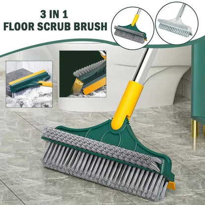 3 In 1 Bathroom Cleaning Brush with Wiper Broom Sweeper