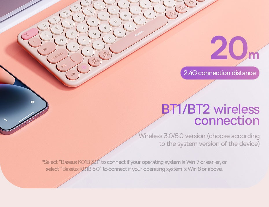 Baseus K01A Wireless Tri-Mode Keyboard Ergonomic Design gaming Multi-Connection with High Portability