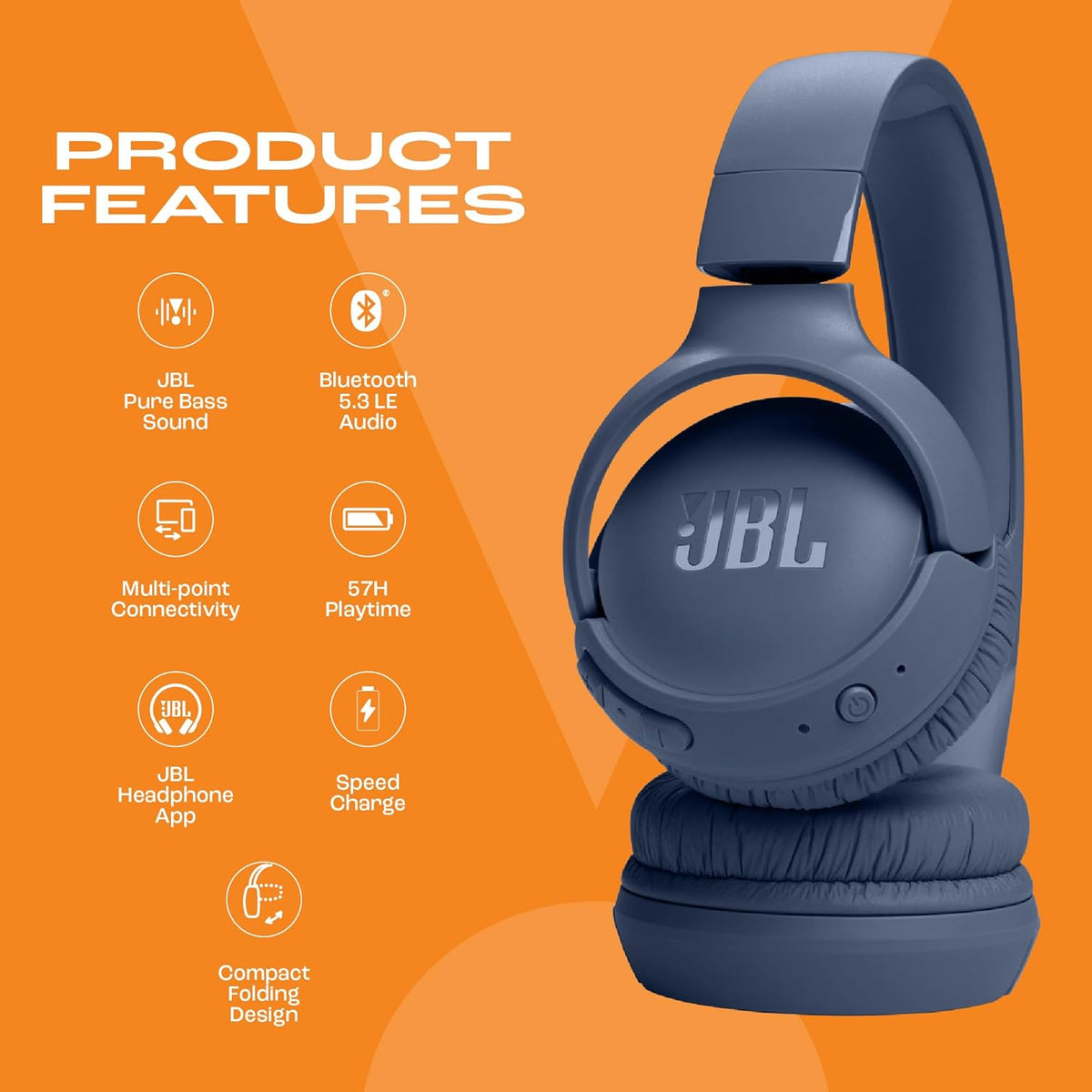 Genuine JBL Tune 520BT Bluetooth Headphone